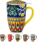 vancasso 18 Oz Tea Infuser Mug with Lid, Golden Lotus Mirage by vancasso