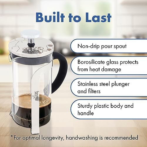 Any Morning French Press Coffee Maker, 11 Oz, Black (11 Oz) - Image 3