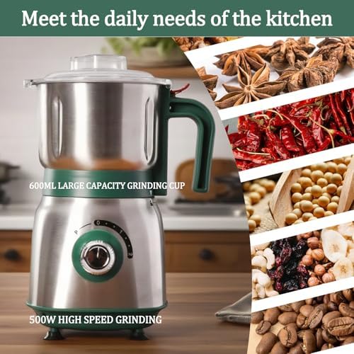 Electric Grinder for Kitchen, 500W Spice Grinder for Coffee & Grains - Image 3