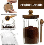 Vintage Glass Jar with Wooden Spoon&Lid,26 fl.oz Coffee Canister Set of 2 - Image 4