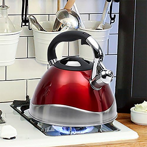 Creative Home Crescendo 3.1 Qt Stainless Steel Metallic Cranberry Whistling Tea Kettle - Image 2