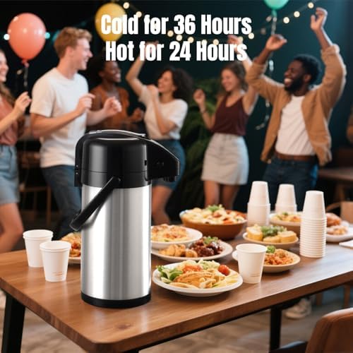 PARACITY Coffee Carafe with Pump, 84.5 oz Stainless Steel Airpot Dispenser - Image 5