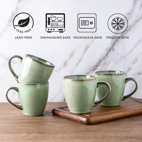 GBHOME Ceramic Coffee Mugs Set of 6, 12oz Stoneware Coffee Mugs Set For Dad Mom Women MEN, Light Weight Coffee Cups for Latte/Tea/Beer/Hot Cocoa, Dishwasher & Microwave Safe, Pastel Green - Image 6