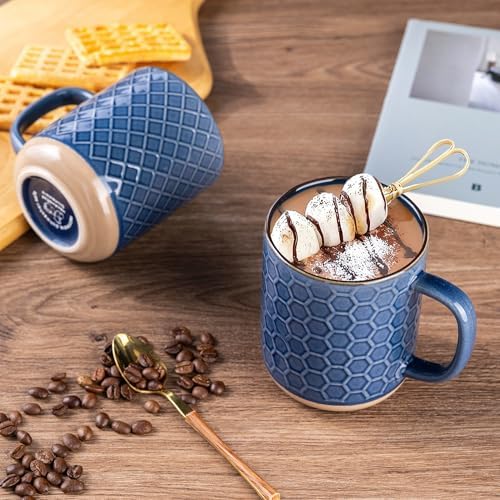 GBhome Coffee Mugs Set of 4, 12 oz Blue Coffee Cups with Large Handle - Image 3