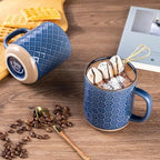 GBhome Coffee Mugs Set of 4, 12 oz Blue Coffee Cups with Large Handle - Image 3