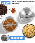 Electric Coffee Grinder,250W Powerful Motor Kichen Grinder,Quite Home Machine with 75g Coffee Bean Capacity,for Beans Spices Nuts Grians Herbs,Stainless Steel and Black - Image 4