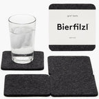 Graf Lantz - Bierfilzl Merino Wool Square Coasters Set of 4 - Charcoal (4"x4"x5mm) - Absorbs 30% of Weight, Natural German Wool - Heat Resistant, Sustainable, Reusable - Home Decor, Coffee Table Decor by GrafLantz