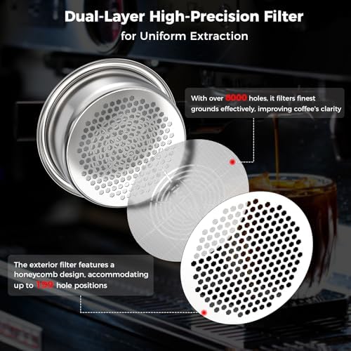 IKAPE 54mm Espresso Filter Basket, 16-18g High Precision Extraction Portafilter Basket, Compatible with 54mm Breville/Sage Espresso Machine(Honeycomb) - Image 4