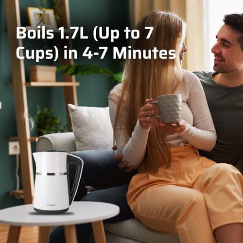 Epsilon Double Wall Electric Kettle 1100W – 1.7L Hot Water Tea Kettle & Hot Water Boiler with Auto Shut-Off, Boil Dry Protection, BPA-Free Stainless Steel Electric Teapot, Fast Boil, Cool Touch Design - Image 6