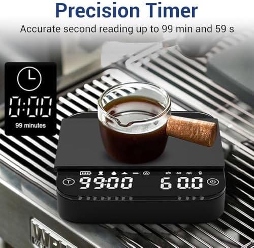 Coffee Scale with Timer,2kg/0.1g Accurate Mini Digital Kitchen Scale Scales Gram & Ounce & Milliliter Scale LED Display Touch Button for Espresso and Pour-Over - Image 6