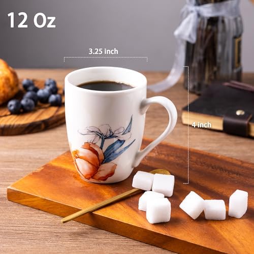 GBhome Floral Coffee Mugs Set of 6, 12 oz Ceramic Coffee Cups Set - Image 2