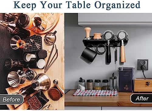 Espresso Portafilter Holder Organizer Wall Mounted Classical Organizer for Portafilter and Coffee Distributor and Press Tamper Storage Wall,Dural Retro Classical Style Baristas Storage - Image 4