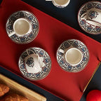 KARACA Nakkas Turkish Coffee Cup Set of 6, (12 Piece) White Cups with Saucers - 3.3 fl oz Small Porcelain Espresso Set - Ideal for Serving Greek, Arabic Coffee - Image 6