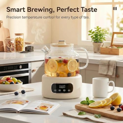 220v Smart Glass Electric Kettle 1.2l with Tea Infuser,Precise Temperature Control,Quiet Operation for Home,Office,and Students - Image 2