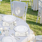 YOUBET 700PCS White and Silver Plastic Dinnerware Set for Wedding Party - Image 5