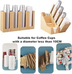 Cup and Lid Holder, Cup Dispenser with Coffee Pods Stand & Straw Organizer, Coffee Bar Organizer for Countertop, Disposable Cups Holder for Coffee Station, Bar, Home,Bamboo 09 - Image 4
