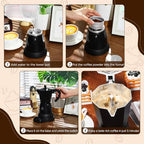 6 Cup Electric Espresso Coffee Maker 300ml Aluminum,Black - Image 5