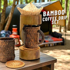 Bamboo Coffee Drip Set, 4" Basket with Lid + 2 Cups and 2 coasters + Bamboo Design Drip Base, Eco-Friendly Pour-Over Coffee Kit, Sustainable Brewing Accessories - Image 3