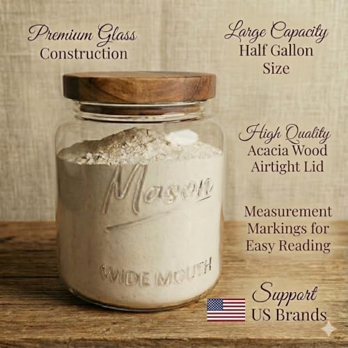 kitchentoolz Large Mason Jars with Lids – 64 oz Mason Jars Wide Mouth, 1/2 Gallon Glass Jar with Lid for Pantry Storage, Canning, Flour, Dry Goods – 2 Pack - Image 4