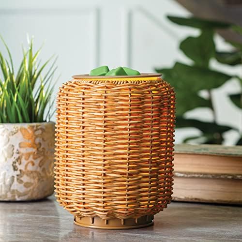 Candle Warmers ETC. Illumination Fragrance Warmer- Light-Up Warmer for Warming Scented Candle Wax Melts and Tarts or to Freshen Room, Wicker Rattan Lantern - Image 3