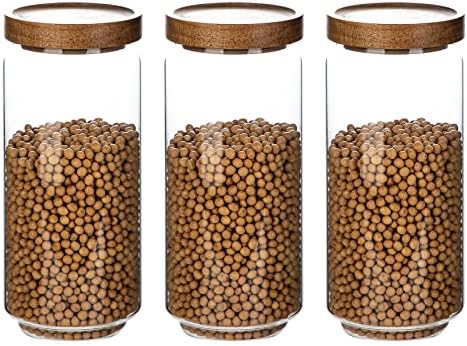 3 Pack Glass Jars with Acacia Wooden Lids by HOMTOP