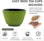 Japanese Cast Iron Tea Cups, Small and Heavy Teacups with no Handles, Japanese Style Cup for Adults, Asian Teacups, Coated with Enameled Interior, 4 Pcs/Box (Green, 2oz/60ml) - Image 3