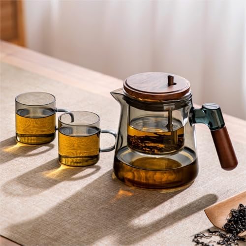 Glass Teapot Large Capacity with Removable Infuser for Home Office(Translucent Grey) - Image 6