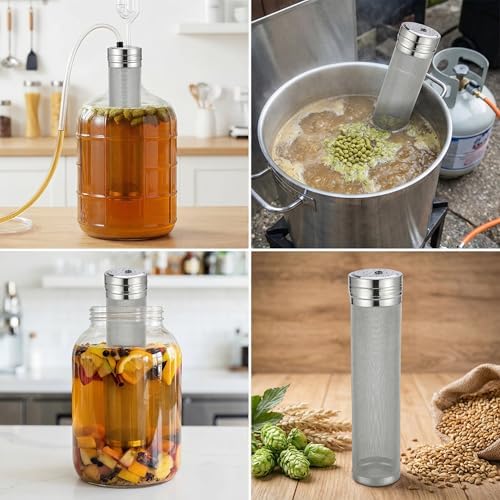 Stainless Steel Beer Filter Strainer Tube 11.81 X 2.75 X 2.75 in Mesh Cartridge for Home Brewing Wine Making Kettle Systems Compost Tea Hops Containment - Image 4