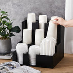 CroBlissful 9 Compartment Pine Wood Vertical Coffee Cup and Lid Dispenser - Image 5