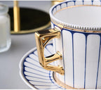 JSEIAJB Milk Coffee Cup Ceramic Espresso Aesthetics Coffee Cup Vintage Vertical Stripe Kaffeetasse Household Items - Image 6