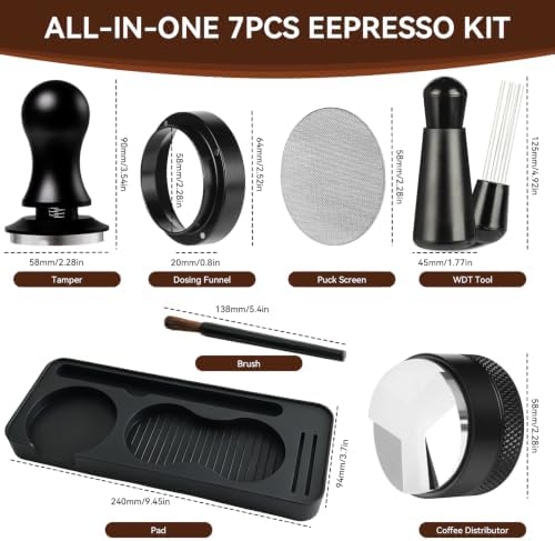 7 PCS Espresso Accessories Set with 58mm Spring Loaded Tamper - Image 3