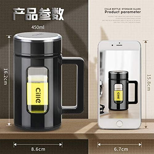 450ML Heat-Resistant Double Layer Water Glass Cup Bottle Office Filter Teacup (Blue) - Image 4