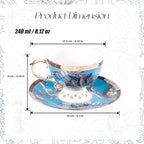 KAMMAK Tea Cups and Saucers Set of 2, Fine Bone China Coffee Cups, GHO03 - Image 2