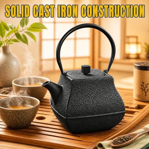 Creative Home Textured Japanese Tetsubin Cast Iron Teapot with Stainless Steel Infuser, 47 oz, Ergonomic Handle for Isolation of Tea Residue, Stovetop Safe - Image 6