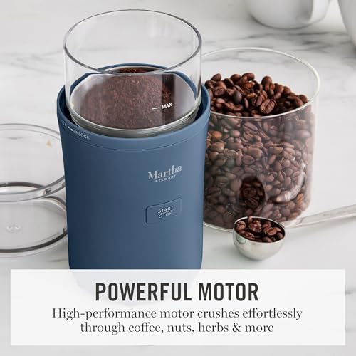 Martha Stewart Electric Coffee & Spice Grinder with Dual Bowls, Indigo Blue - Image 4
