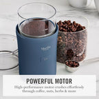 Martha Stewart Electric Coffee & Spice Grinder with Dual Bowls, Indigo Blue - Image 4