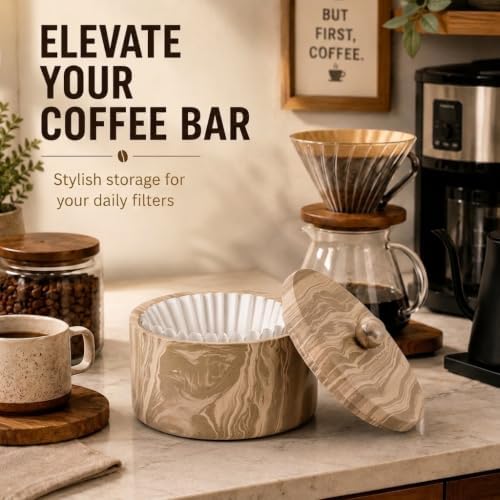 Marble Coffee Filter Holder 6 inch Handmade Brown - Image 5
