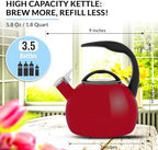 Chantal Anniversary Enamel-on-Steel Whistling Teakettle, 2 quart, Chili Red - Image 4