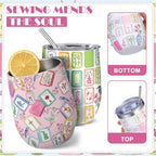 Patelai 4 Pcs 12oz Mahjong Tumbler with Lid 12oz,Bright Style - Image 3