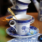 Bone China Tea Set for Adults, 13-Piece Blue and White Porcelain Tea Set for 4, Vintage Floral Tea Set With Teapot and Teaspoons, Tea Party Sets for Women Gift (Blue B) - Image 5