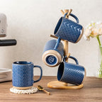 GBhome Coffee Mugs Set of 6, 16 oz Blue Coffee Cups with Large Handle - Image 7