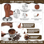 Mifoci 24 Pcs Espresso Accessories Kit Include 51mm Coffee Tamper, Coffee Stirrer, Frothing Pitcher, Latte Art Pen Stencils, Tamper Mat, Double Spouts Cups Shot Cups for Espresso Machine - Image 3