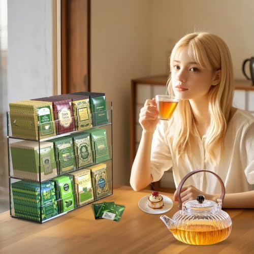 Jumyee 12 Compartment Acrylic Tea Bag Organizer Display - Image 2