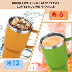20oz Insulated Tumbler with Handle Stainless Steel Travel Coffee Mug with Lid and Straw Double Wall Vacuum Leak-proof Reusable Thermal Water Cup for Hot and Cold Drinks (Multicolor-9,6 Pack) - Image 4
