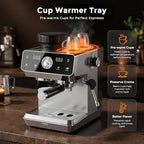 Espresso Machine with Grinder, 20-Bar Programmable Semi-Automatic Coffee Maker, Visual Pressure Gauge & Touchscreen, Compact Design with Tamper, Make Americano, Latte, Cold Brew, Silver - Image 5