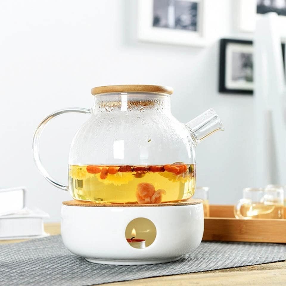 Tea Pot 1L/1.6L Large Capacity Heat-resistant Glass Teapot Flower Teapot Transparent Glass Juice Container Large Teapot Teapot for Infuser (Color : 1000ML) - Image 7