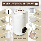 NEW 8-in-1 Nut Milk Maker for 32 oz Homemade Almond Milk, Oat Milk, Soy Milk, Coconut Dairy-Free Milk Beverages, Plant-Based Milk - Delay Start, Self-Cleaning, 50-recipe cookbook & Milk Frother - Image 2