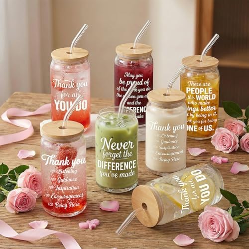 Glass Cups with Lids and Straws, 6Pack, 16oz Inspirational Awesome - Image 6
