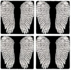 CafePress Angel Wings Black Tumbled Stone - Set of 4 Coasters Set of 4 w/holder - Image 4