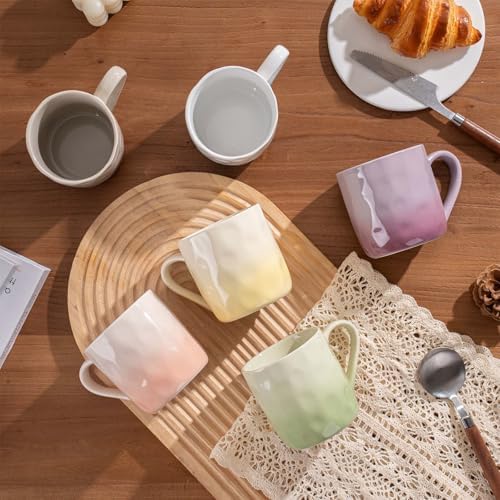Porcelain Coffee Mugs, Multicolor, Set of 6, 12oz - Image 6